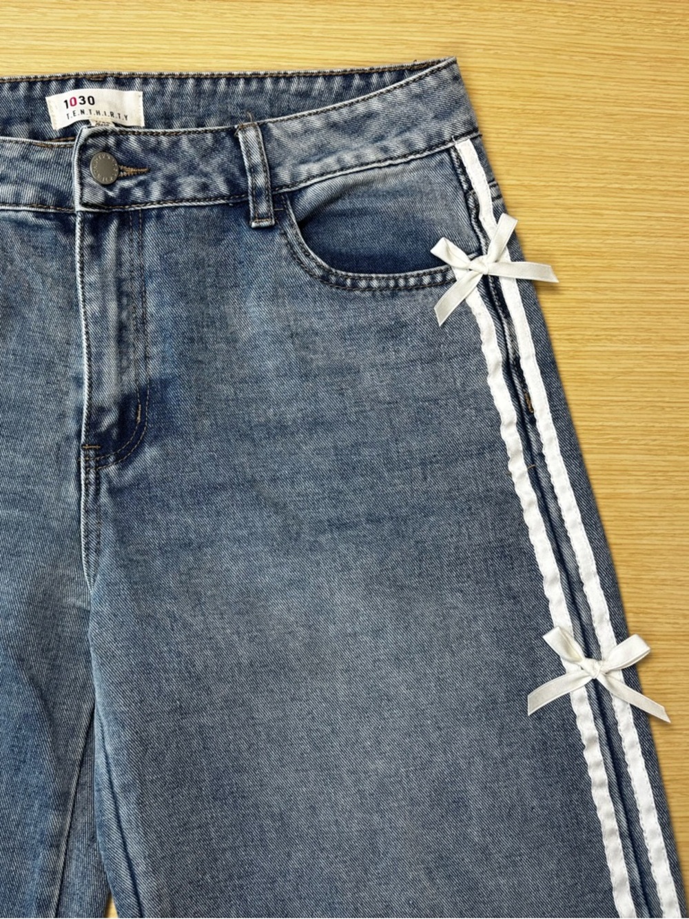 1030 T.E.N.T.H.I.R.T.Y Side Ribbon Bow Wide-Leg Jeans 🎀 Sz 7/28